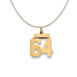 14k Yellow Gold, Athletic, Sm Polished Number 64 Necklace - 22 Inch